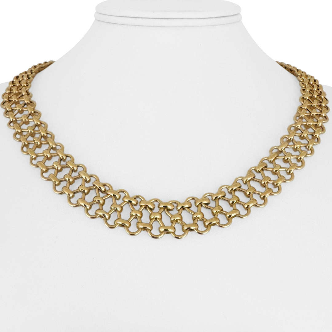 14k Yellow Gold 27.5g Ladies Polished 14mm Lattice Link Necklace Turkey 20"
