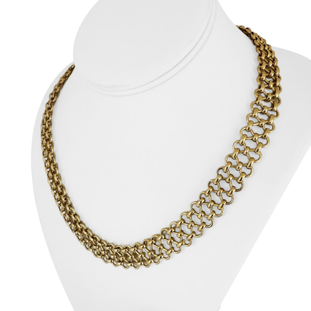 14k Yellow Gold 27.5g Ladies Polished 14mm Lattice Link Necklace Turkey 20"