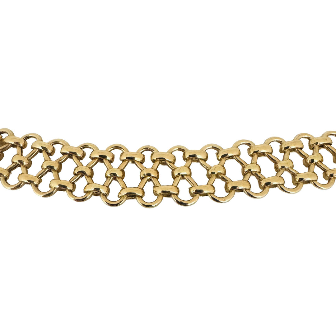 14k Yellow Gold 27.5g Ladies Polished 14mm Lattice Link Necklace Turkey 20"
