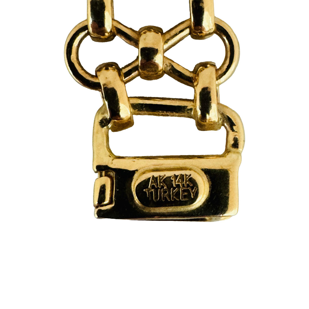 14k Yellow Gold 27.5g Ladies Polished 14mm Lattice Link Necklace Turkey 20"