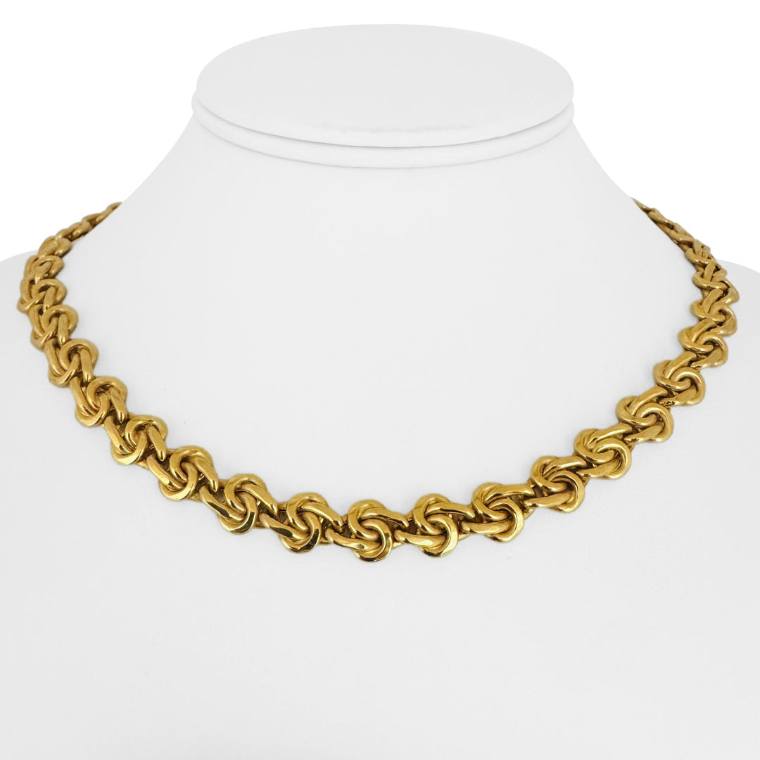 14k Yellow Gold 29.3g Heavy Ladies 9.5mm Fancy Link Necklace Italy 17"