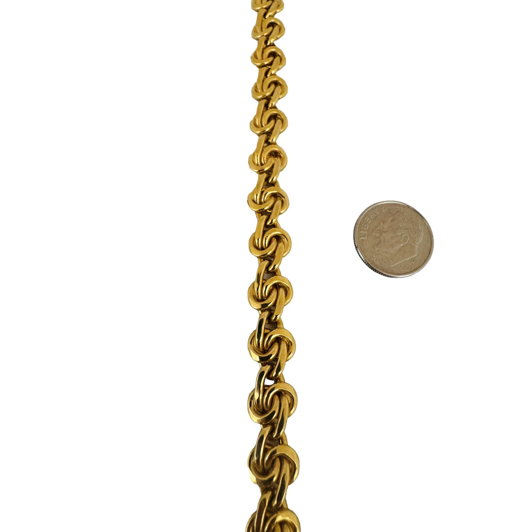 14k Yellow Gold 29.3g Heavy Ladies 9.5mm Fancy Link Necklace Italy 17"