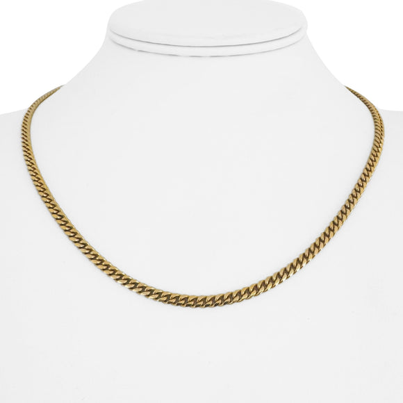 18k Yellow Gold 21.4g Solid 3.5mm Cuban Link Chain Necklace 18