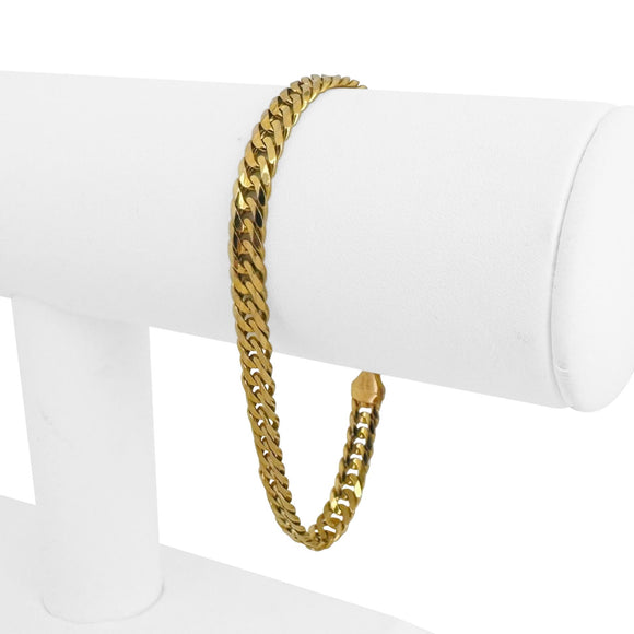 14k Yellow Gold 10.3g Solid Milor 5.5mm Curb Link Bracelet Italy 7.25