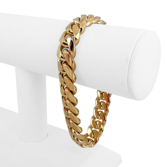 10k Yellow Gold 97g Solid Heavy 12mm Men's Cuban Bracelet 8.5