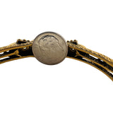 14k Yellow Gold 22.3g Diamond Opal and Onyx Vintage Bangle Bracelet 6.5"