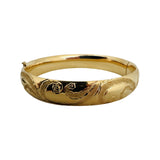 14k Yellow Gold 11.3g Ladies 11mm Fancy Design Bangle Bracelet 7"
