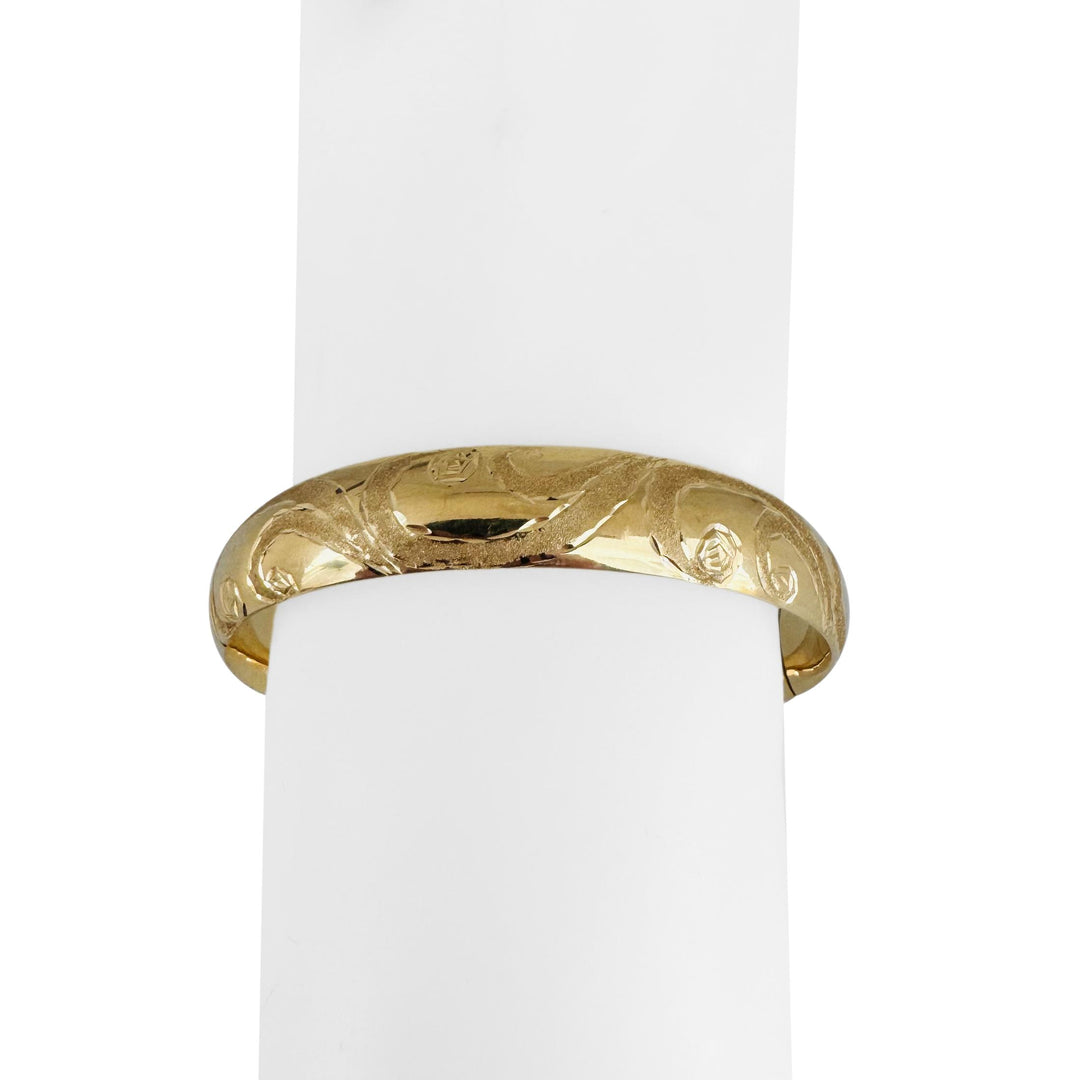 14k Yellow Gold 11.3g Ladies 11mm Fancy Design Bangle Bracelet 7"