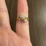18k Yellow Gold and 0.50cttw Diamond Floral Bypass Ring Size 6