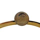 14k Yellow Gold 7.6g Textured Multi Color Glass Bangle Bracelet 7"