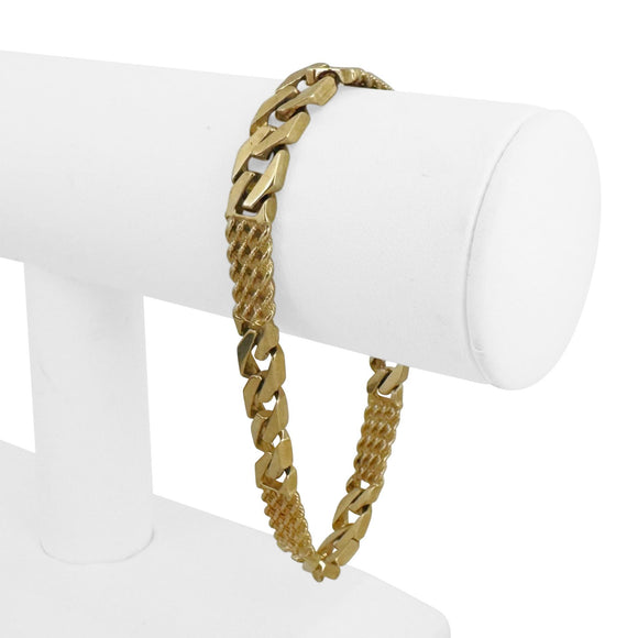 14k Yellow Gold 25g Vintage 10mm Rope and Curb Link Bracelet 8