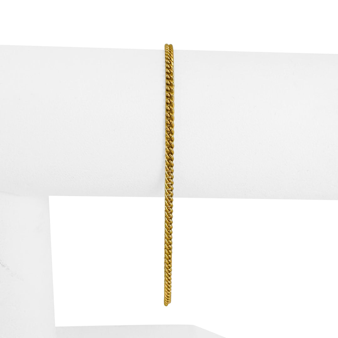 19k Portuguese Yellow Gold 4.2g Solid Thin 2.2mm Curb Link Bracelet 7.5"