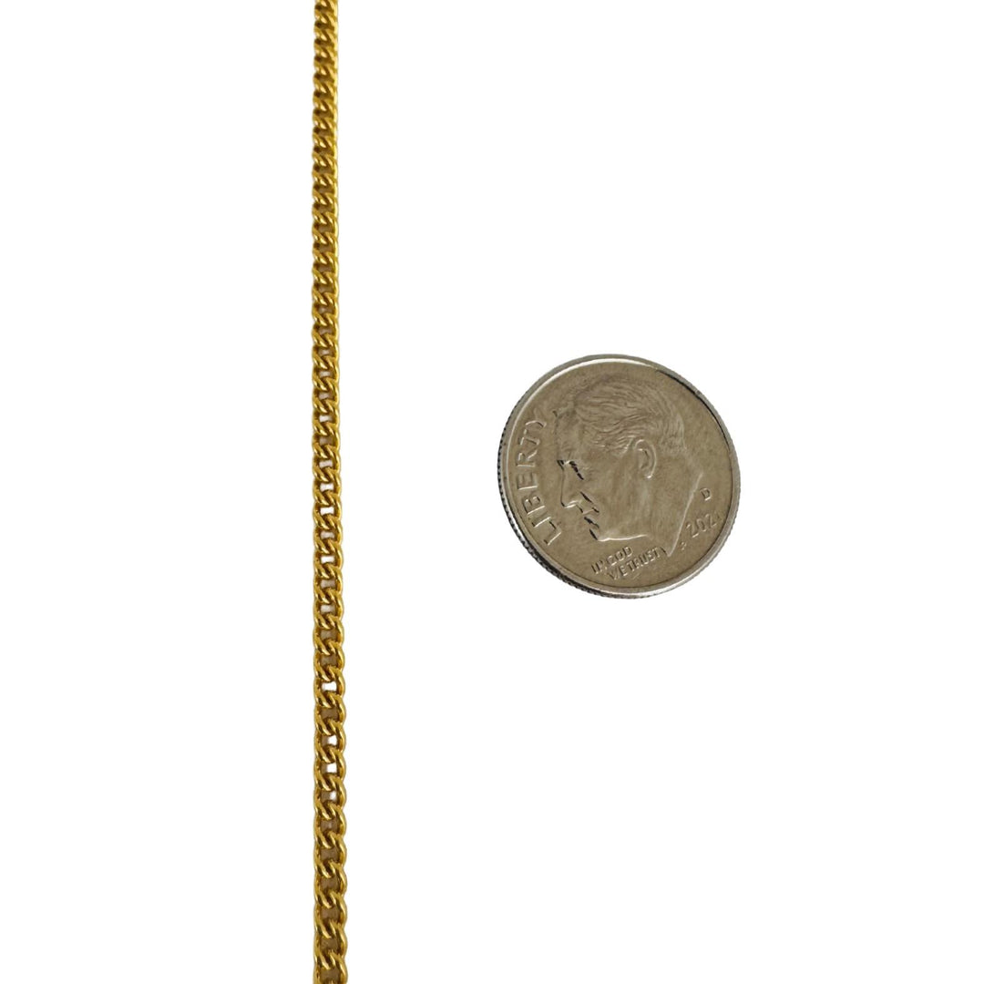 19k Portuguese Yellow Gold 4.2g Solid Thin 2.2mm Curb Link Bracelet 7.5"