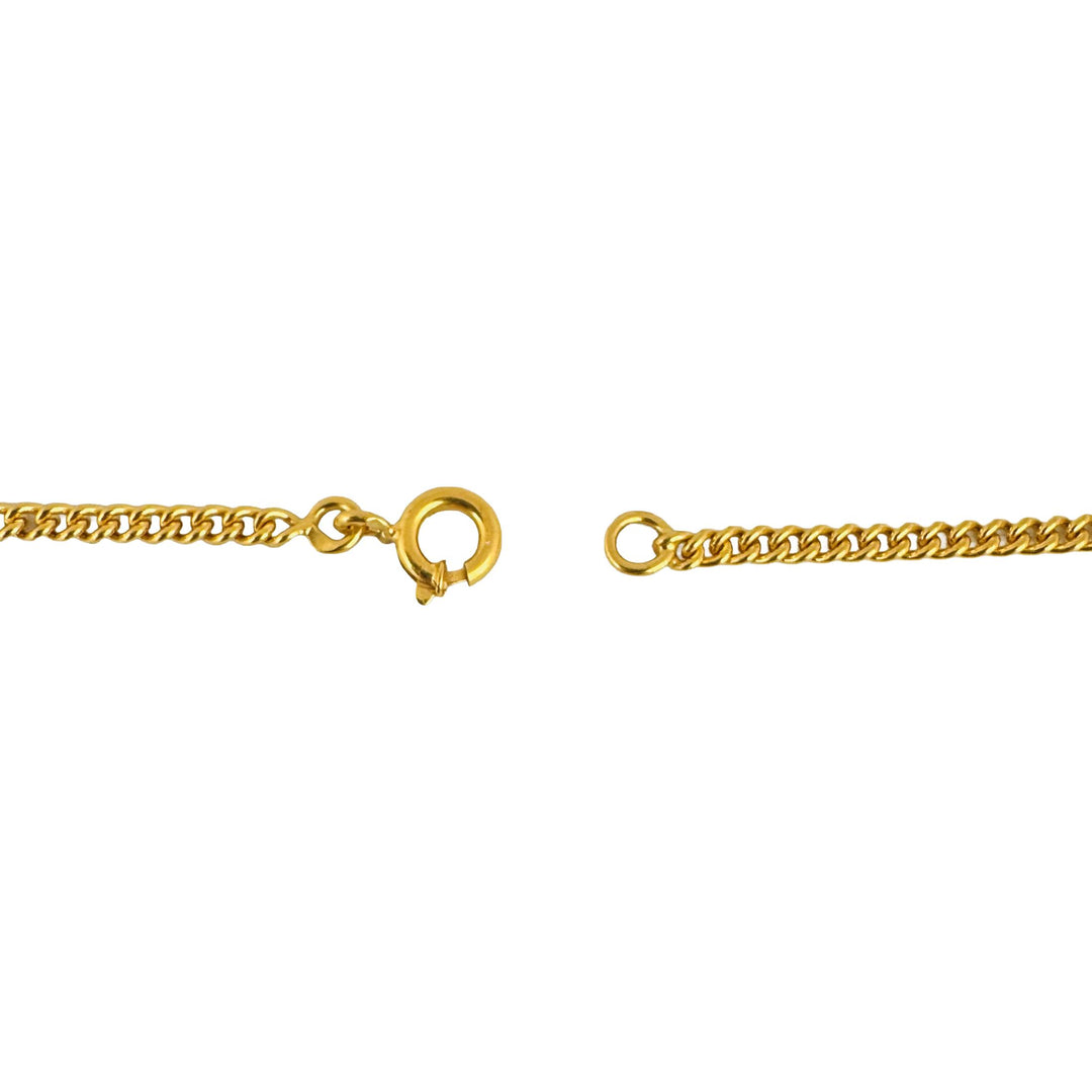 19k Portuguese Yellow Gold 4.2g Solid Thin 2.2mm Curb Link Bracelet 7.5"