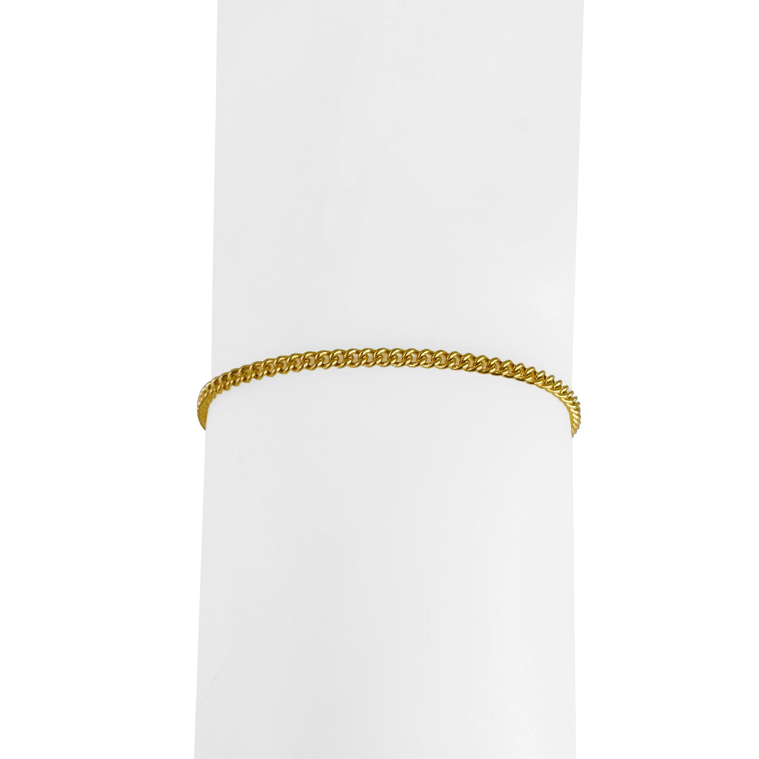 19k Portuguese Yellow Gold 4.2g Solid Thin 2.2mm Curb Link Bracelet 7.5"