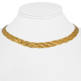 18k Yellow Gold 18.3g Braided Six Strand Herringbone Link Necklace Italy 15.5"