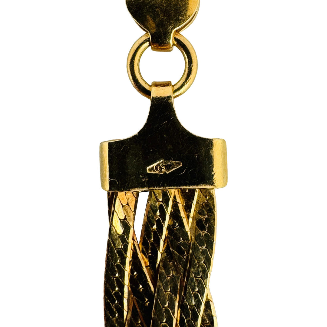 18k Yellow Gold 18.3g Braided Six Strand Herringbone Link Necklace Italy 15.5"