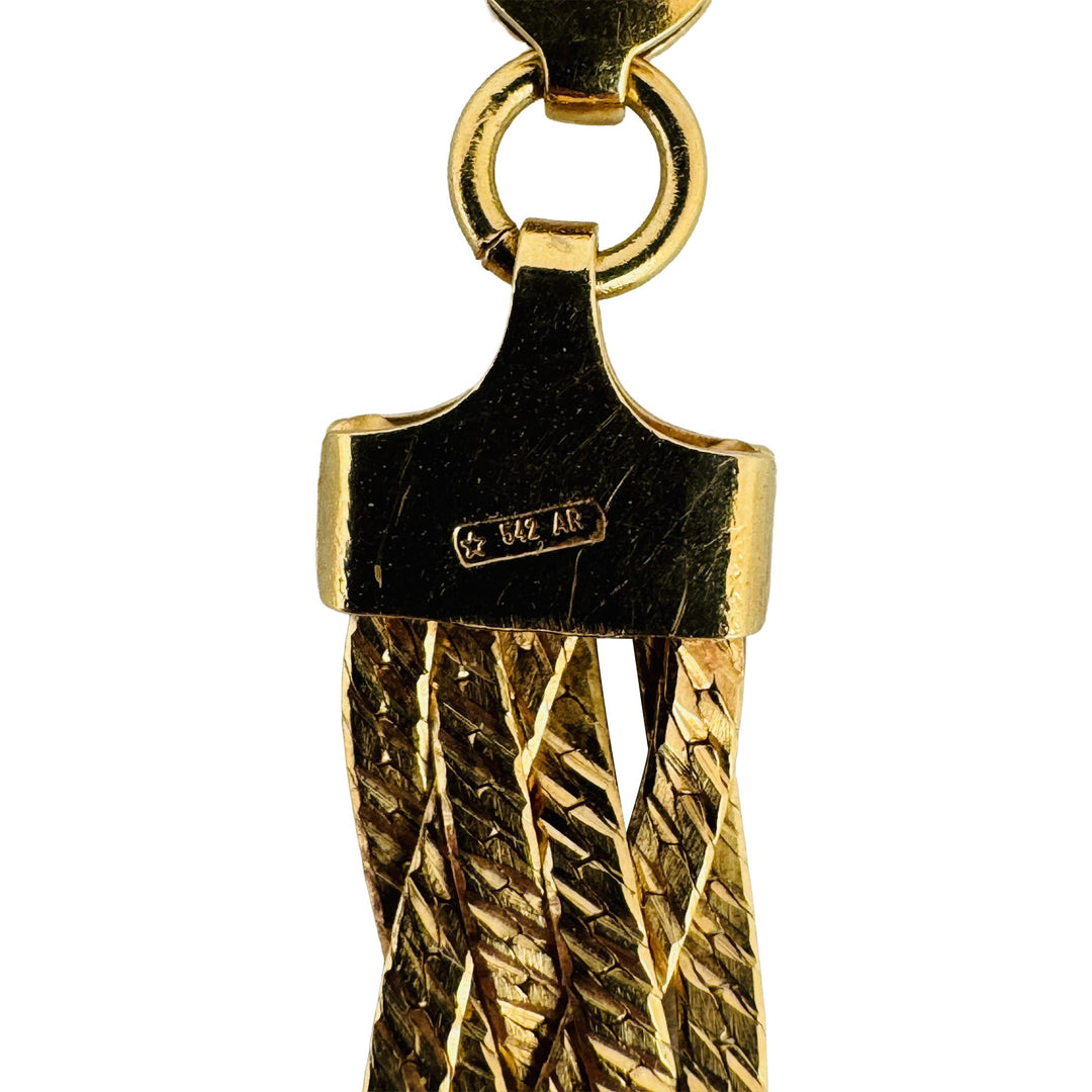 18k Yellow Gold 18.3g Braided Six Strand Herringbone Link Necklace Italy 15.5"