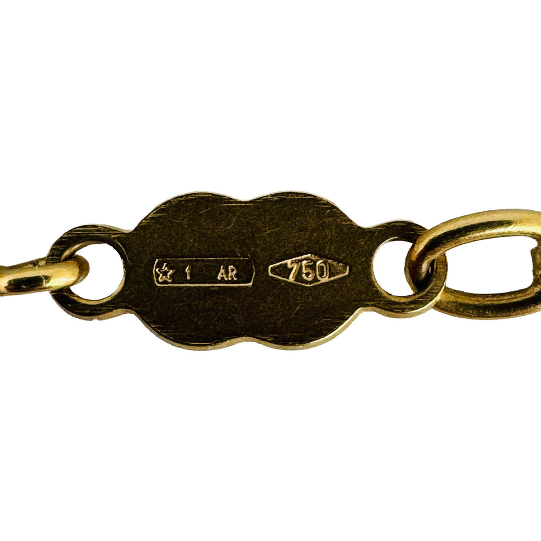 18k Yellow Gold 4.7g Hollow UnoAErre 2.5mm Fancy Link Chain Necklace Italy 15.5"