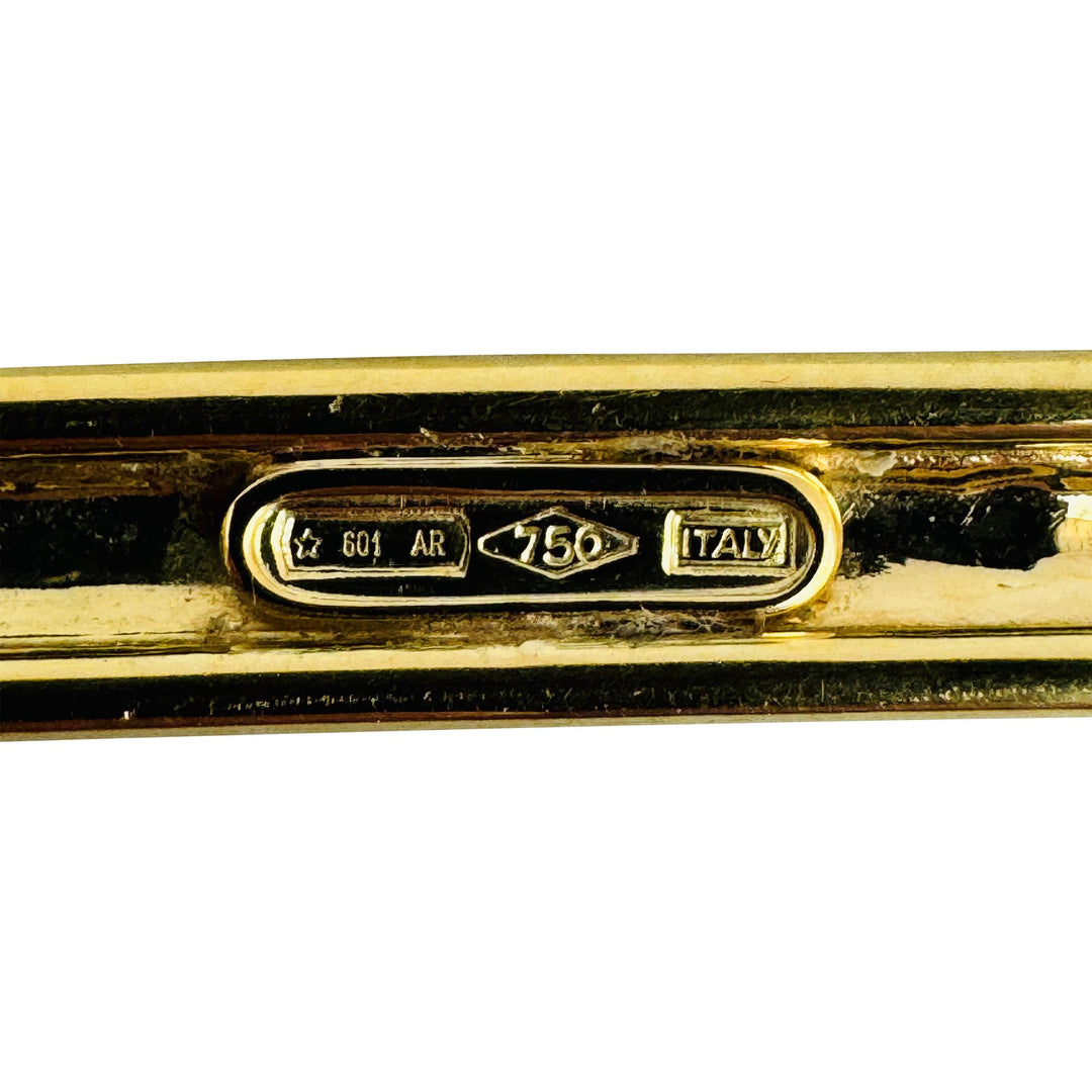 18k Yellow Gold 31.6g Ladies Hammered Cameo Bar Link Necklace Italy 16"