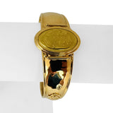 18k Yellow Gold 23.5g Hammered Ladies Cameo Cuff Bracelet Italy 6.5"