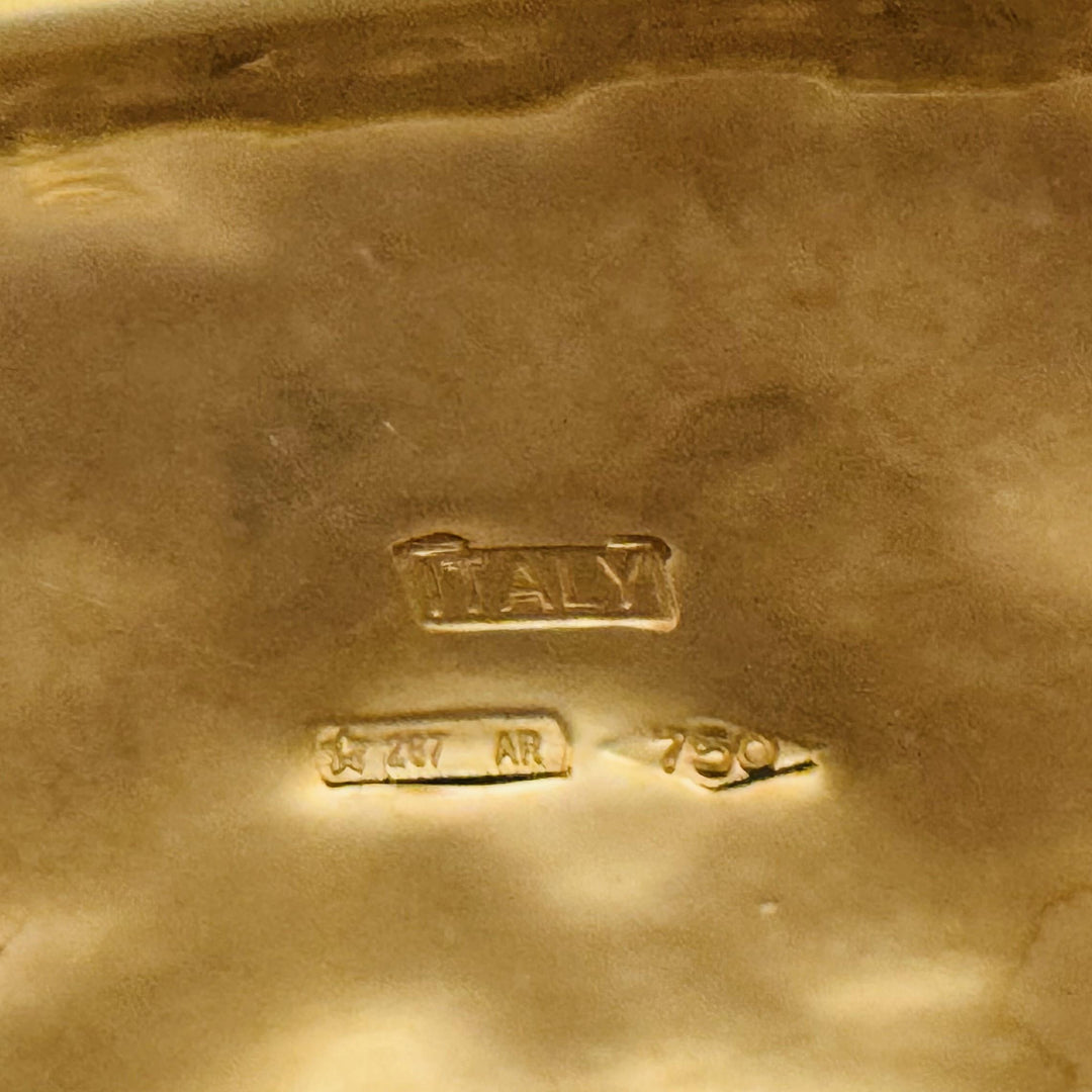 18k Yellow Gold 23.5g Hammered Ladies Cameo Cuff Bracelet Italy 6.5"