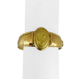 18k Yellow Gold 23.5g Hammered Ladies Cameo Cuff Bracelet Italy 6.5"