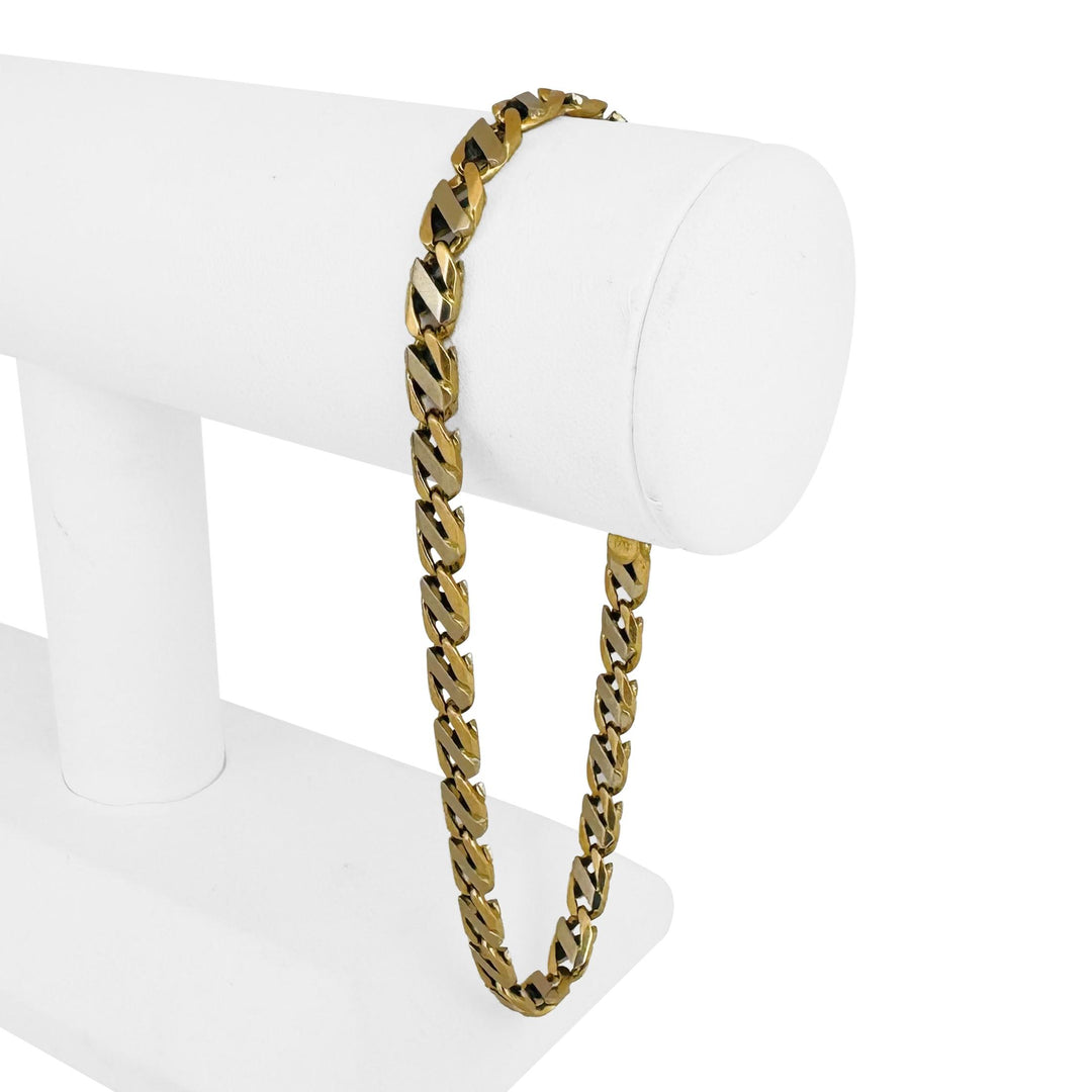 18k Yellow and White Gold 25.8g Solid Men's Long Mariner Bracelet Italy 9.75"