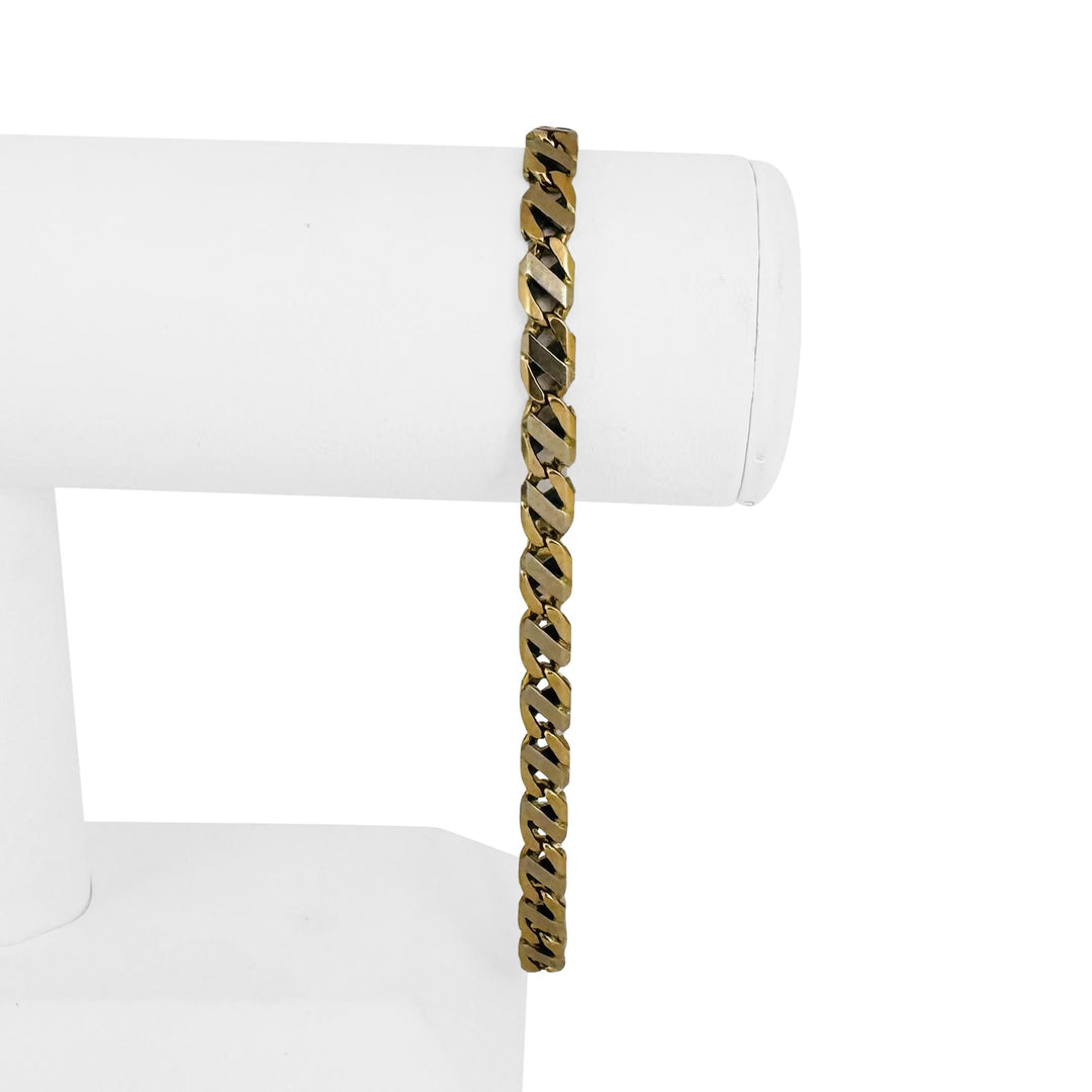 18k Yellow and White Gold 25.8g Solid Men's Long Mariner Bracelet Italy 9.75"