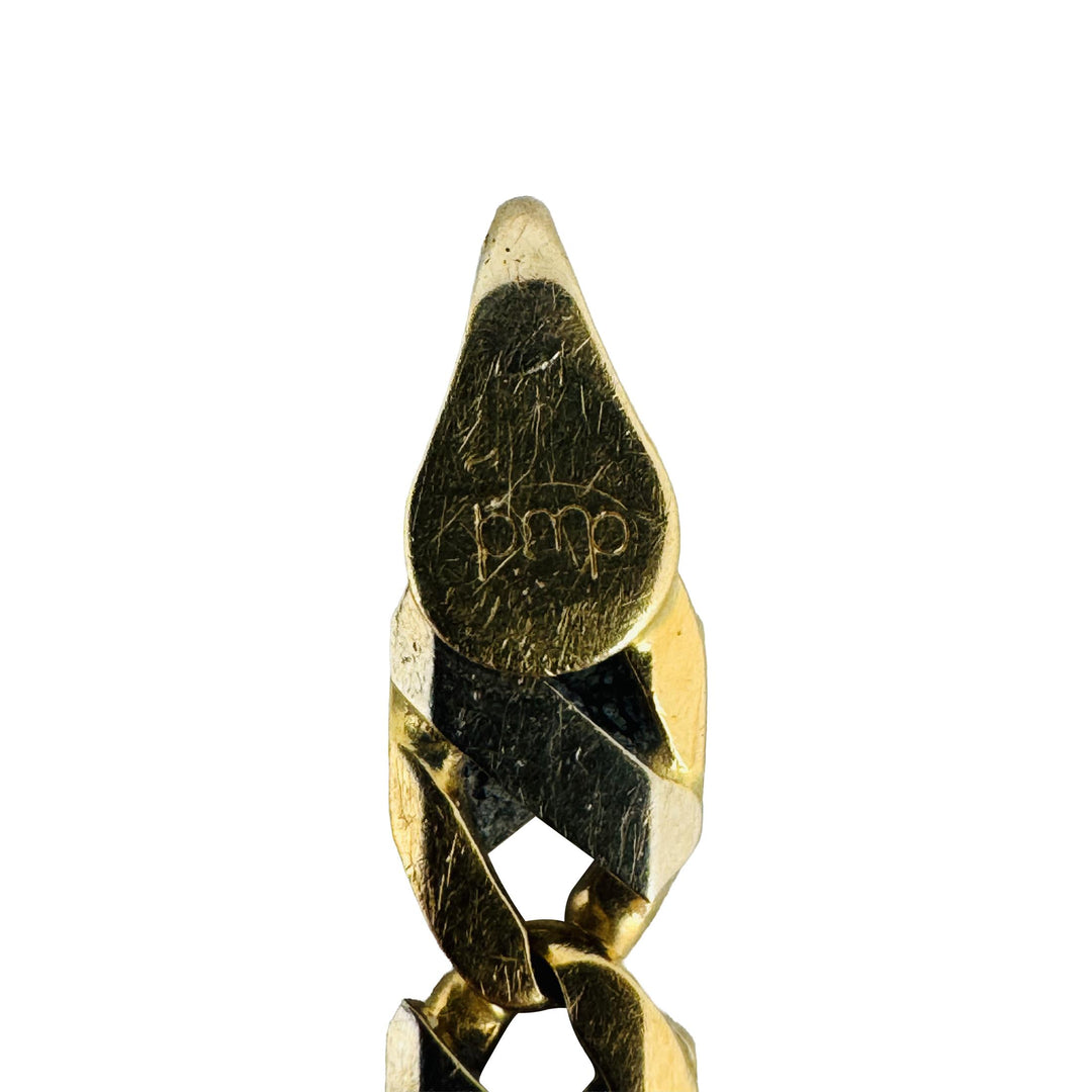 18k Yellow and White Gold 25.8g Solid Men's Long Mariner Bracelet Italy 9.75"