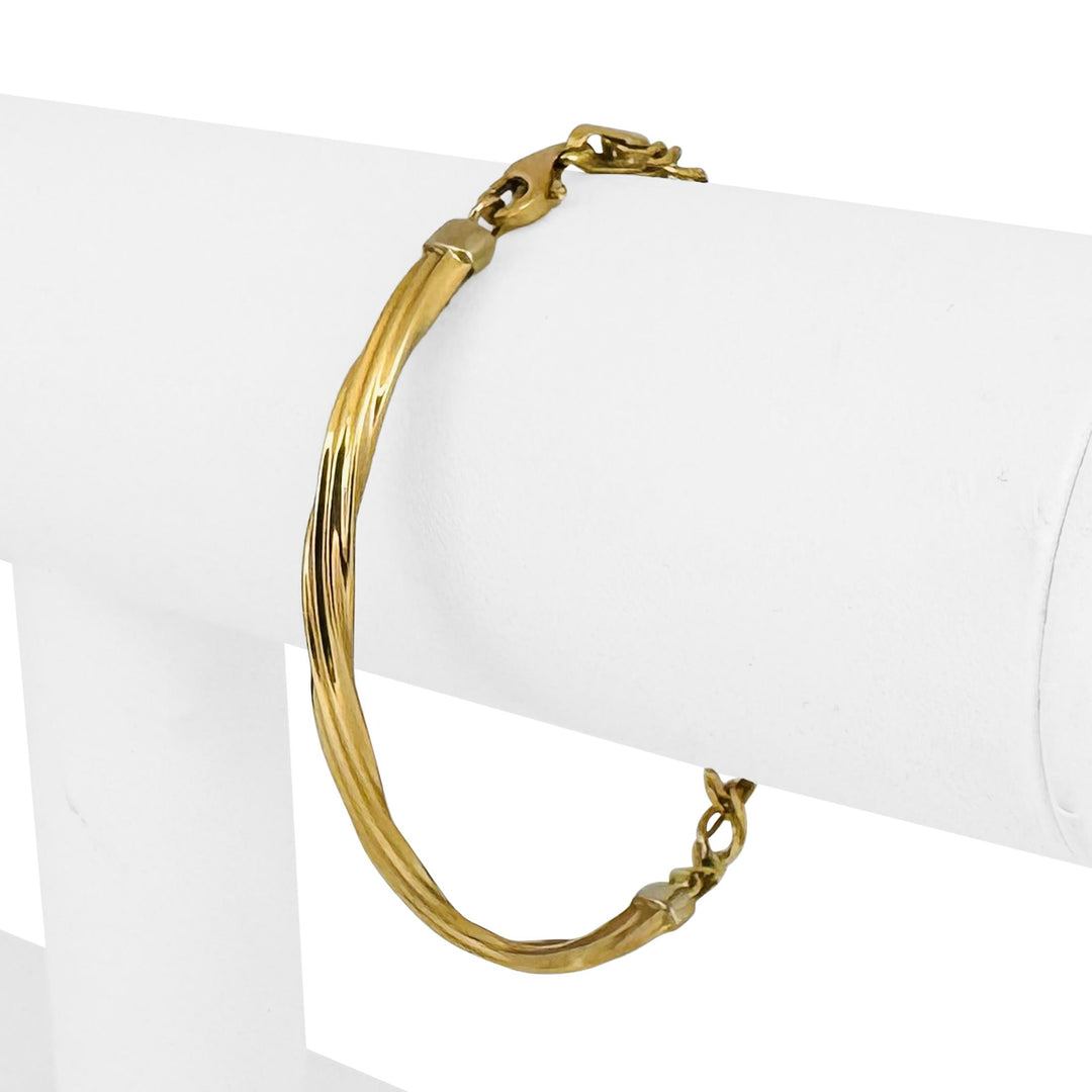 18k Yellow Gold Milor Half Bangle Half Double Curb Link Bracelet Italy 6.75"