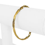 18k Yellow Gold Milor Half Bangle Half Double Curb Link Bracelet Italy 6.75"