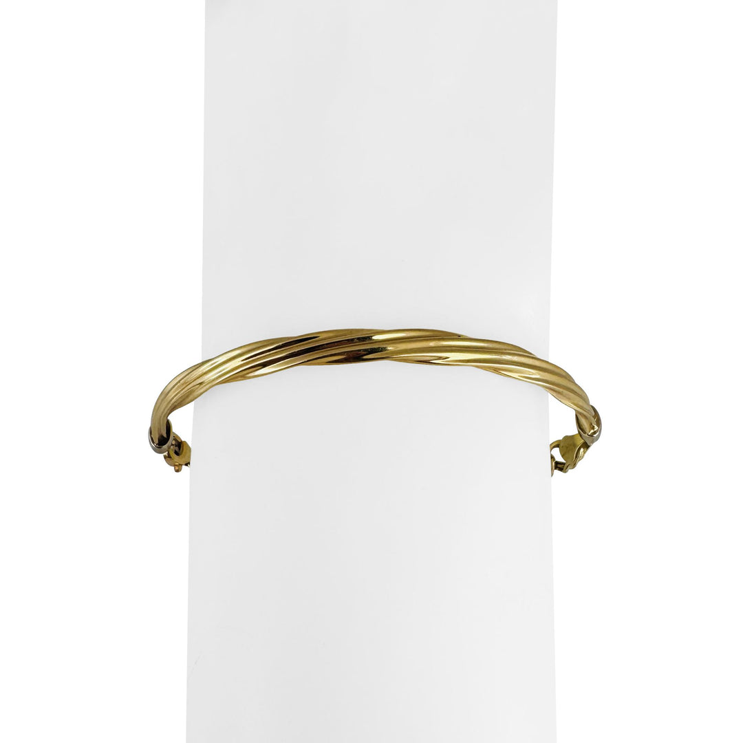 18k Yellow Gold Milor Half Bangle Half Double Curb Link Bracelet Italy 6.75"