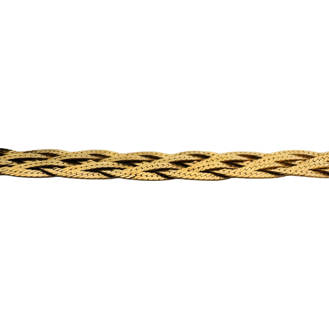 18k Yellow Gold 9g Braided Six Strand Herringbone Link Bracelet Italy 8"