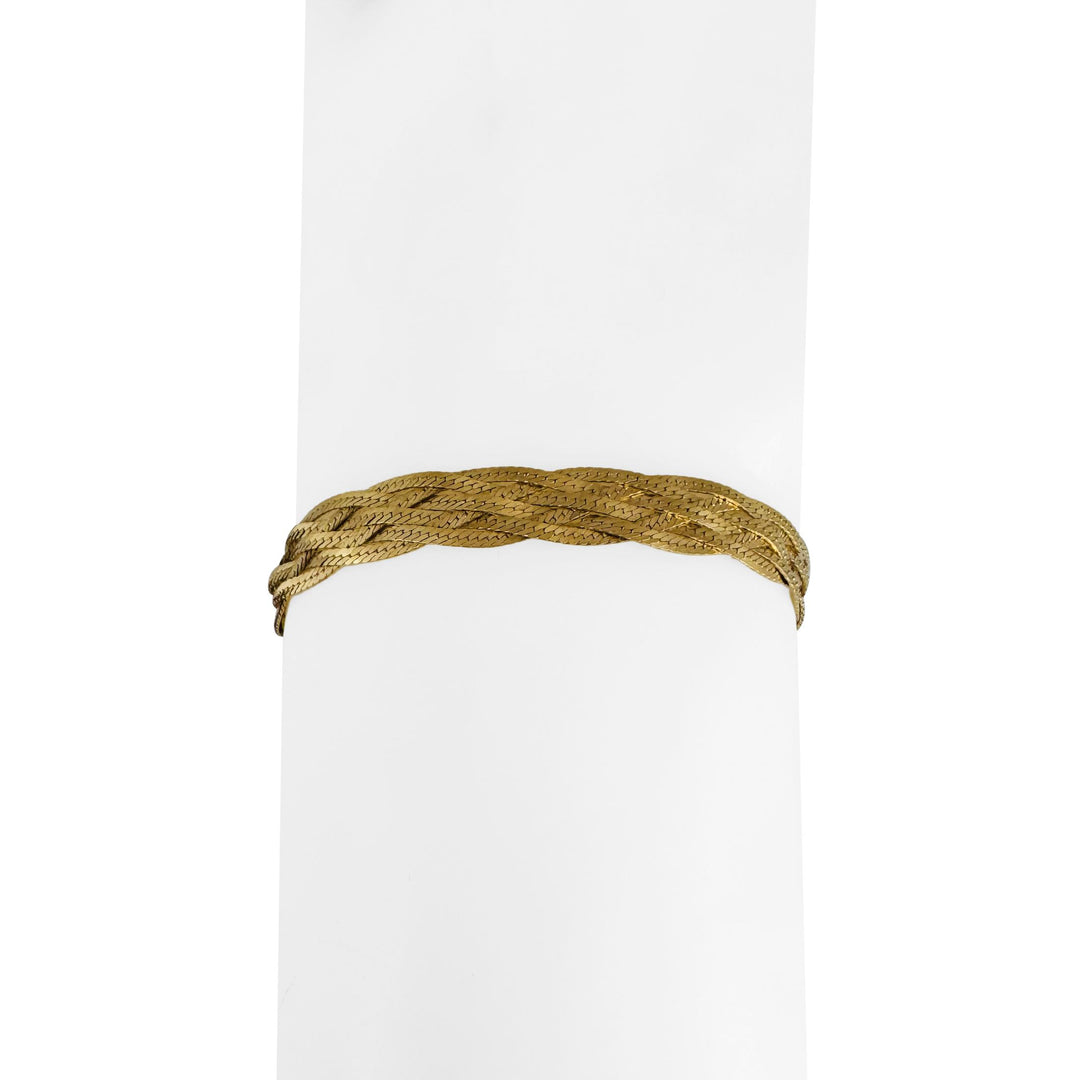 18k Yellow Gold 9g Braided Six Strand Herringbone Link Bracelet Italy 8"