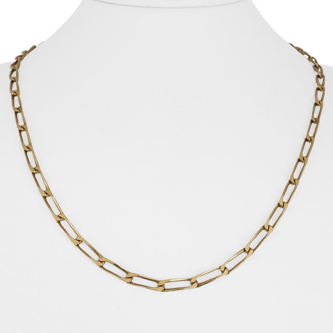 14k Yellow Gold 12.4g Solid Vintage Elongated Curb Link Necklace Italy 19.5"