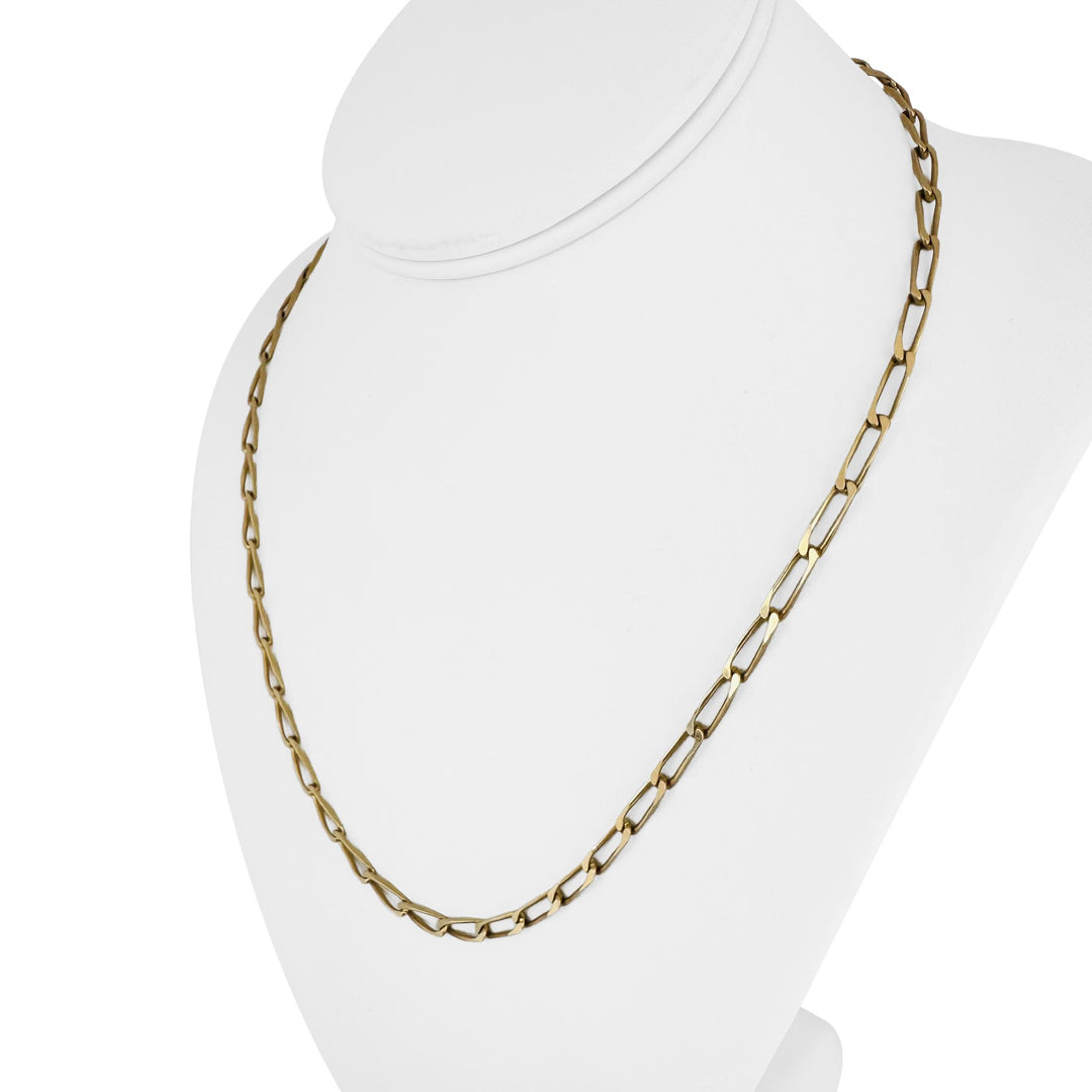 14k Yellow Gold 12.4g Solid Vintage Elongated Curb Link Necklace Italy 19.5"