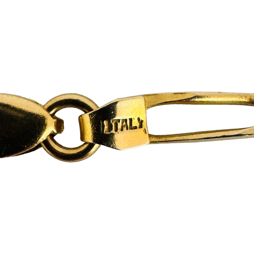 14k Yellow Gold 12.4g Solid Vintage Elongated Curb Link Necklace Italy 19.5"