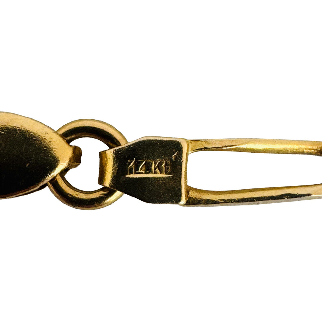 14k Yellow Gold 12.4g Solid Vintage Elongated Curb Link Necklace Italy 19.5"