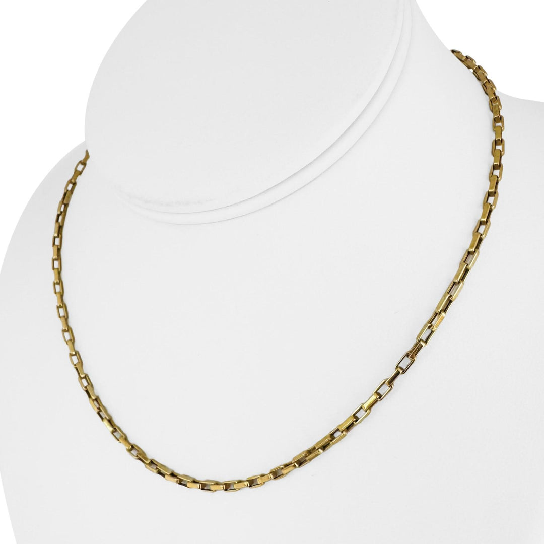 14k Yellow Gold 5.1g Hollow UnoAErre 2.5mm Box Link Chain Necklace Italy 16"