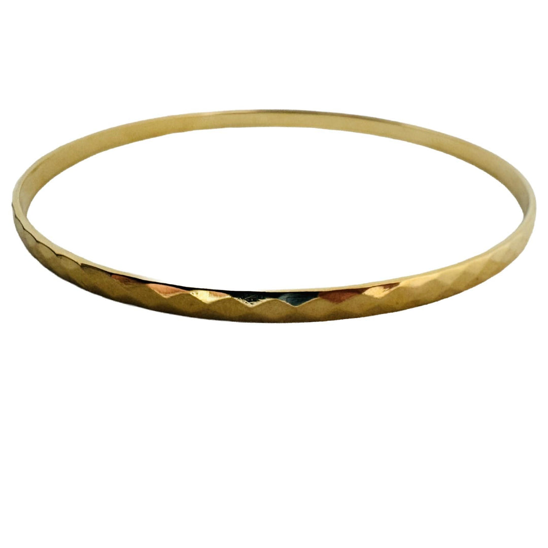 14k Yellow Gold 8.7g Solid 3.5mm Faceted Bangle Bracelet 8"