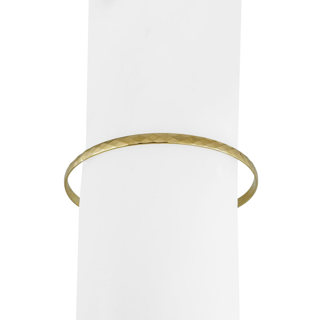 14k Yellow Gold 8.7g Solid 3.5mm Faceted Bangle Bracelet 8"