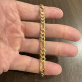 14k Yellow Gold 13.5g Solid Men's 6.5mm Figaro Link Bracelet Italy 9"