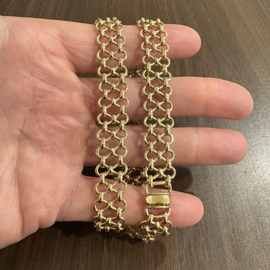 14k Yellow Gold 27.5g Ladies Polished 14mm Lattice Link Necklace Turkey 20"