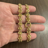 14k Yellow Gold 29.3g Heavy Ladies 9.5mm Fancy Link Necklace Italy 17"