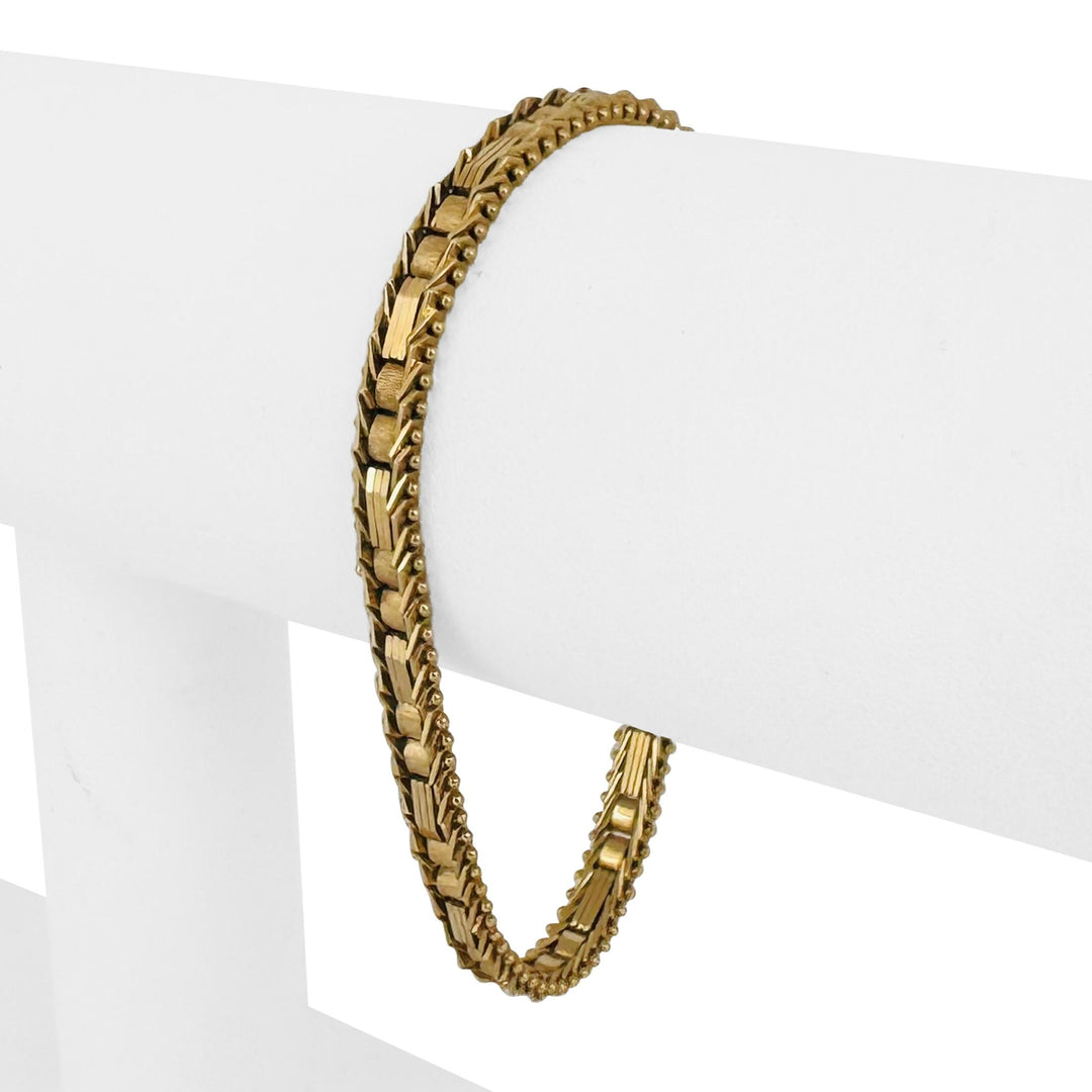 14k Yellow Gold 13.2g Imperial Gold 5.5mm Mirror Bar Link Bracelet 7"