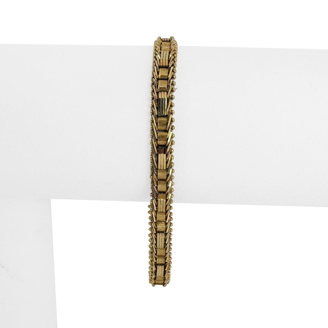 14k Yellow Gold 13.2g Imperial Gold 5.5mm Mirror Bar Link Bracelet 7"