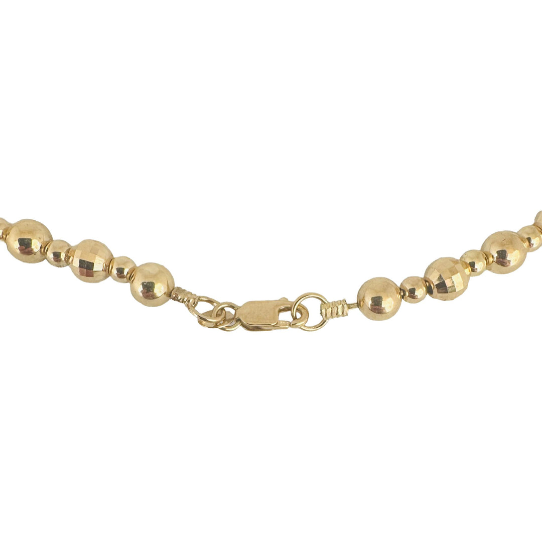 14k Yellow Gold 7g Hollow Light 5mm Faceted Ball Bead Necklace 17"
