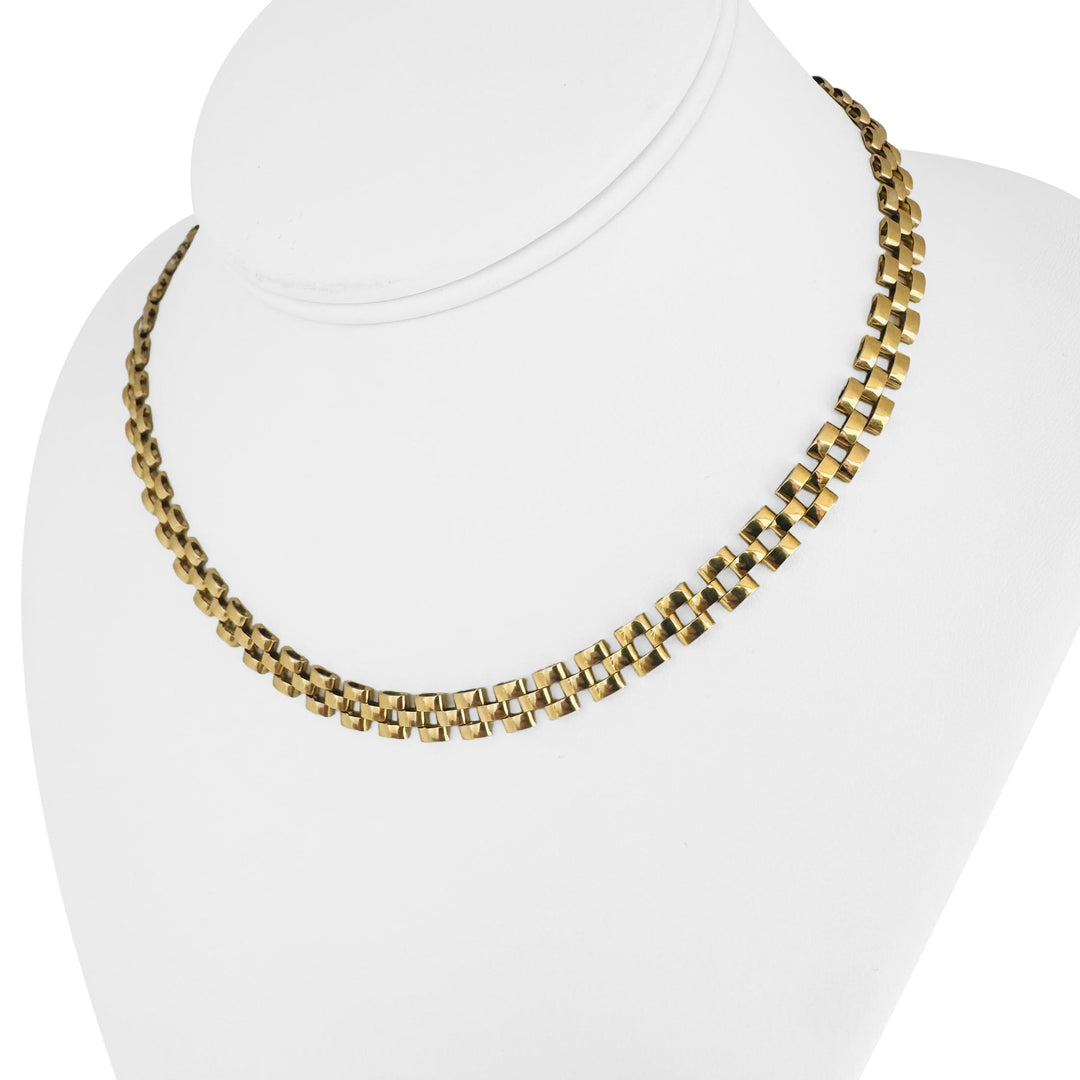 14k Yellow Gold 18g Solid Ladies 6mm Panther Link Necklace Italy 16"