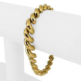 14k Yellow Gold 12.7g Faceted Graduated San Marco Link Bracelet Peru 7"
